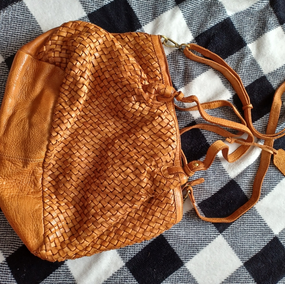 💙 Brown real leather crossbody bag